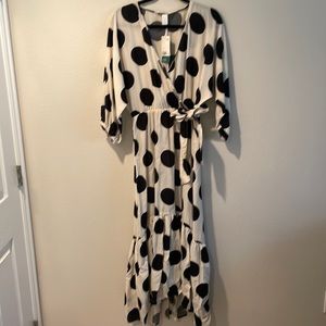 H&M black and off-white polka dot dress, size S